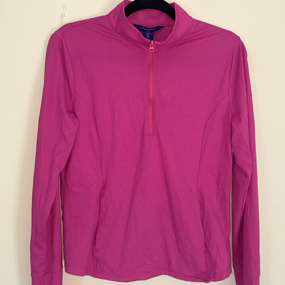 Tommy Bahama Active women’s hot pink fuschia 1/2 zip performance top Sz L - Picture 2 of 10